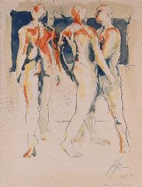 THREE WALKERS by Holger Lonze at Ross's Online Art Auctions