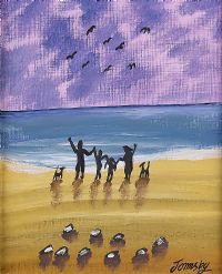FAMILY FUN AT THE BEACH by John Ormsby at Ross's Online Art Auctions