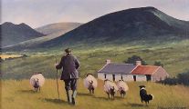 DRIVING SHEEP IN THE GLENS by Gregory Moore at Ross's Online Art Auctions
