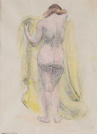 NUDE WITH YELLOW TOWEL by Maurice Canning Wilks ARHA RUA at Ross's Online Art Auctions