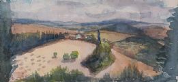 LANDSCAPE NEAR VOLTERRA by Hilary Bryson at Ross's Online Art Auctions