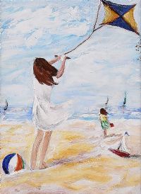GIRL FLYING A KITE by Irish School at Ross's Online Art Auctions