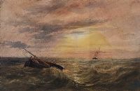 SAILING BOATS IN A STORM, ANTRIM COAST by Andrew Nicholl RHA at Ross's Online Art Auctions