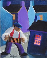 THE STREET CONCERTINA PLAYER by George Callaghan at Ross's Online Art Auctions
