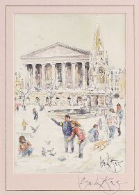 CHILDREN PLAYING IN THE SNOW by Gordon King at Ross's Online Art Auctions