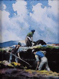 DIGGING TURF by Charles McAuley at Ross's Online Art Auctions