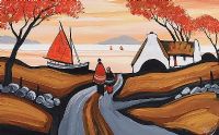RED AUTUMN STROLL by J.P. Rooney at Ross's Online Art Auctions