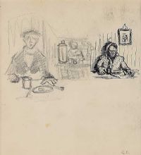 FIGURES AT THE TABLE by Gerard Dillon at Ross's Online Art Auctions