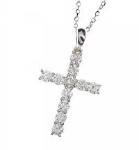 18CT GOLD DIAMOND CROSS PENDANT AND CHAIN at Ross's Online Art Auctions