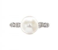18CT WHITE GOLD PEARL AND DIAMOND RING at Ross's Online Art Auctions