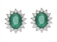 18CT WHITE GOLD EMERALD AND DIAMOND EARRINGS at Ross's Online Art Auctions