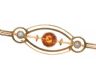 15CT GOLD CITRINE AND SEED PEARL BAR BROOCH at Ross's Online Art Auctions