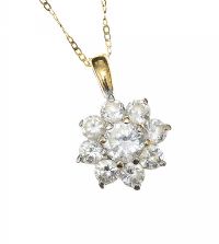 9CT GOLD CRYSTAL CLUSTER PENDANT AND CHAIN at Ross's Online Art Auctions