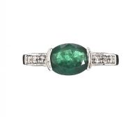 9CT WHITE GOLD EMERALD AND CUBIC ZIRCONIA RING at Ross's Online Art Auctions
