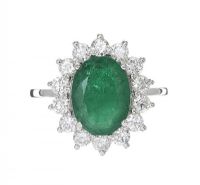 PLATINUM EMERALD AND DIAMOND RING at Ross's Online Art Auctions