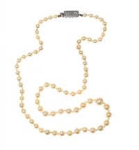 STRAND OF CULTURED PEARLS WITH STERLING SILVER CLASP at Ross's Online Art Auctions