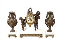 THREE PIECE VICTORIAN FRENCH CLOCK SET at Ross's Online Art Auctions