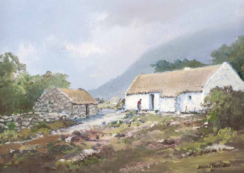 COTTAGE NEAR LEENANE by Denis Thornton at Ross's Online Art Auctions