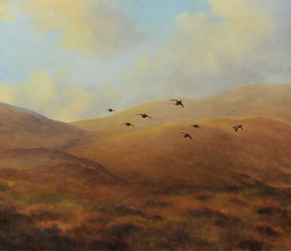 GROUSE OVER THE MOORS by Robert Jobson at Ross's Online Art Auctions