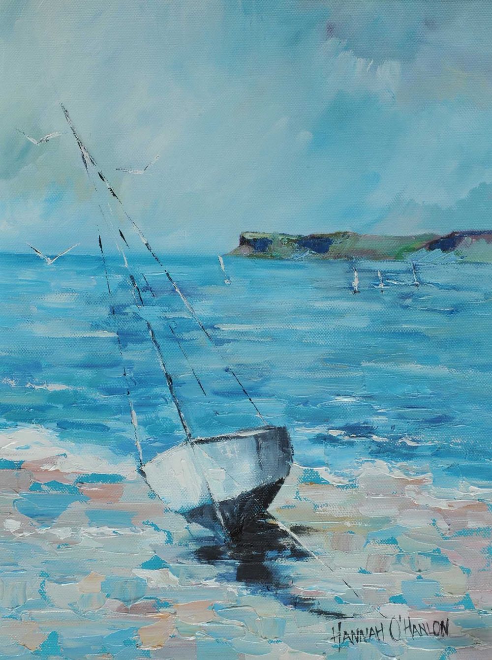 BEACHED BOAT, BALLYCASTLE by Hannah O'Hanlon at Ross's Online Art Auctions