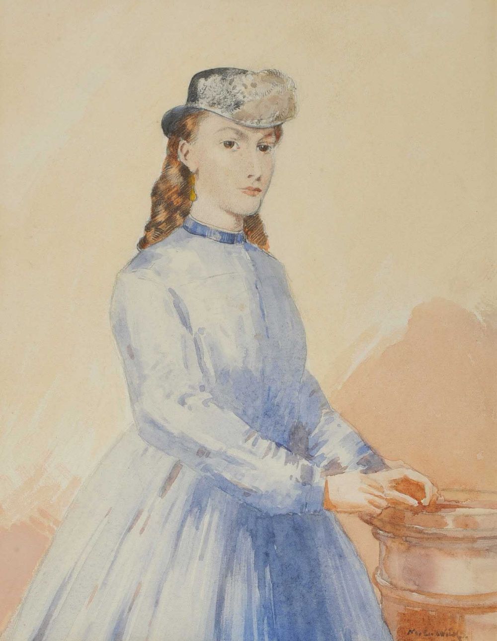GIRL IN BLUE DRESS by Maurice Canning  Wilks ARHA RUA at Ross's Online Art Auctions