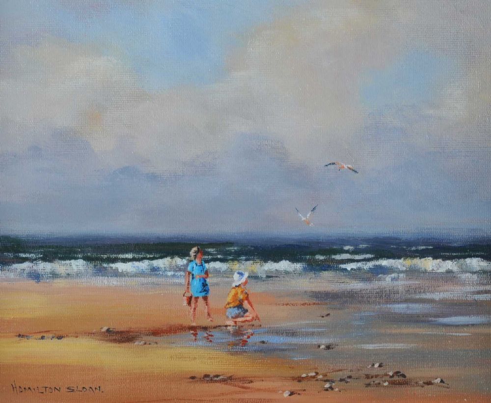 ON THE BEACH by Hamilton Sloan at Ross's Online Art Auctions
