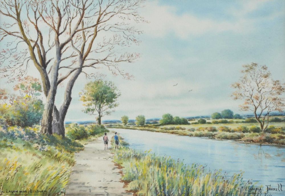 THE LAGAN NEAR LISBURN by George Farrell at Ross's Online Art Auctions