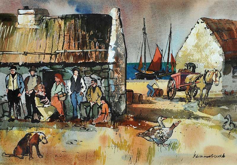 FISHING FAMILY, WEST OF IRELAND by Kenneth Webb RUA at Ross's Online Art Auctions