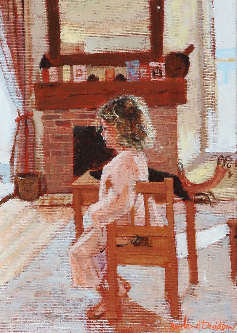 LITTLE GIRL IN PINK by Rowland Davidson at Ross's Online Art Auctions