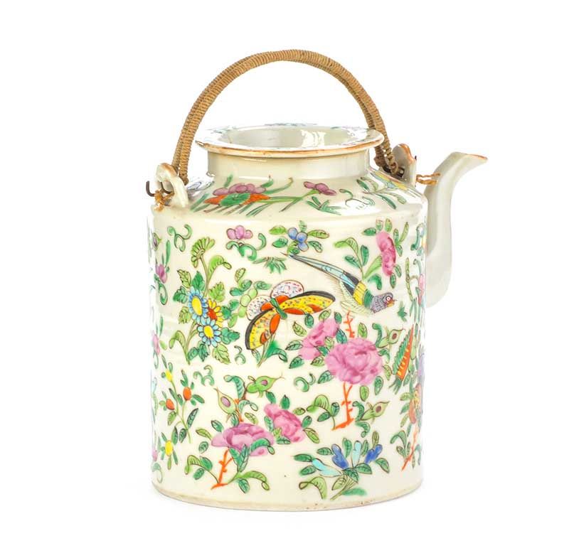 ORIENTAL TEAPOT & LID WITH CANE HANDLES at Ross's Online Art Auctions