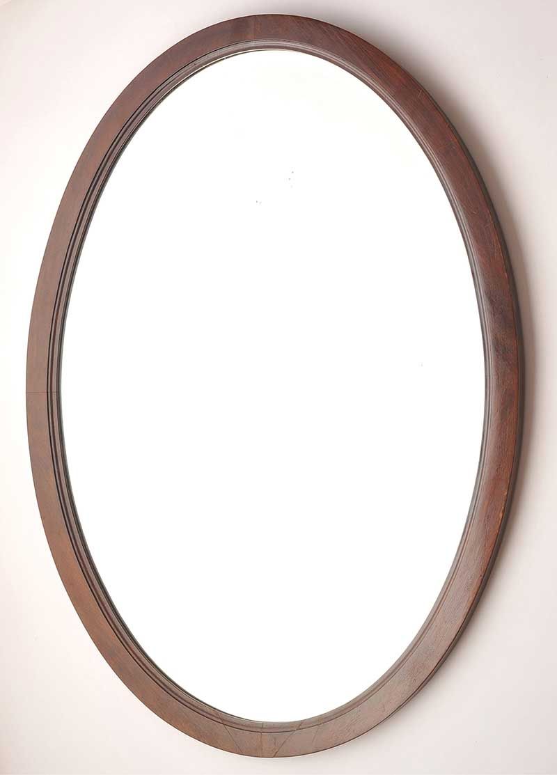 OVAL BEVELLED GLASS MIRROR IN MAHOGANY FRAME at Ross's Online Art Auctions