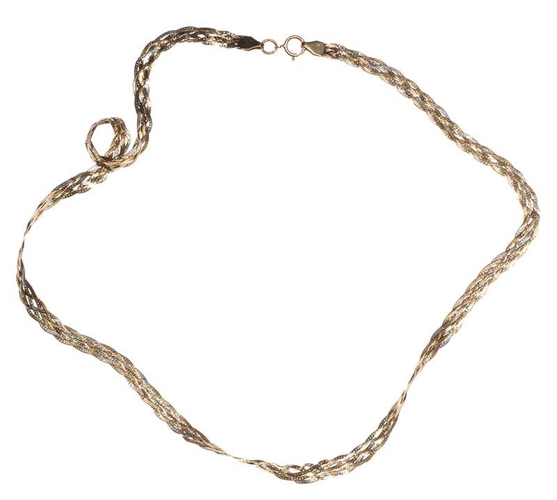 18K Gold Plated Braided Stainless Steel Herringbone Necklace – Celestian