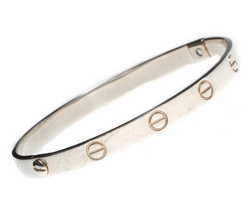 SILVER SLAVE BANGLE IN THE STYLE OF CARTIER