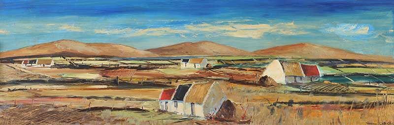 Irish Landscape With Cottages By Norman J Mccaig