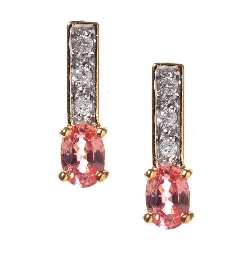 Diana gold earrings Padparadscha sapphire & Diamond – Juvetti