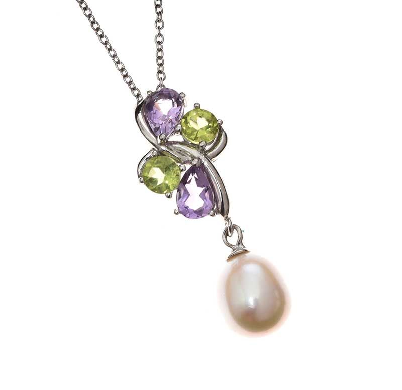 Pink Pearl and Peridot Necklace – Anne Bowes Jewellery