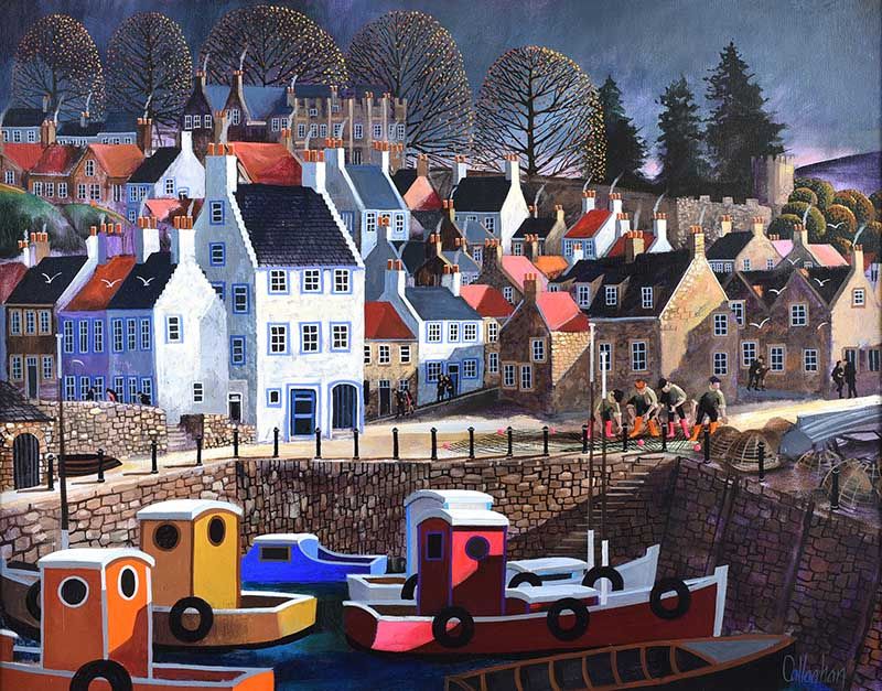 HARBOUR AT CRAIL by George Callaghan at Ross's Online Art Auctions
