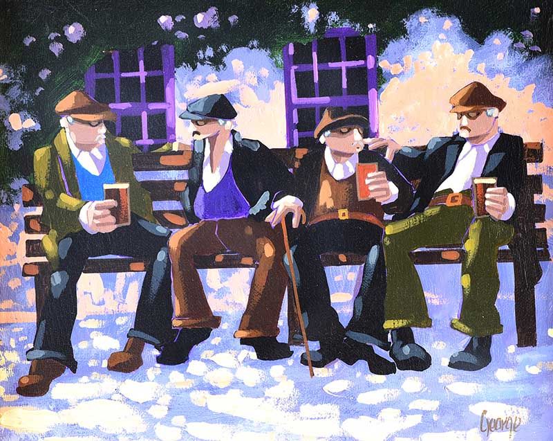 FOUR ON THE PARK BENCH by George Callaghan at Ross's Online Art Auctions