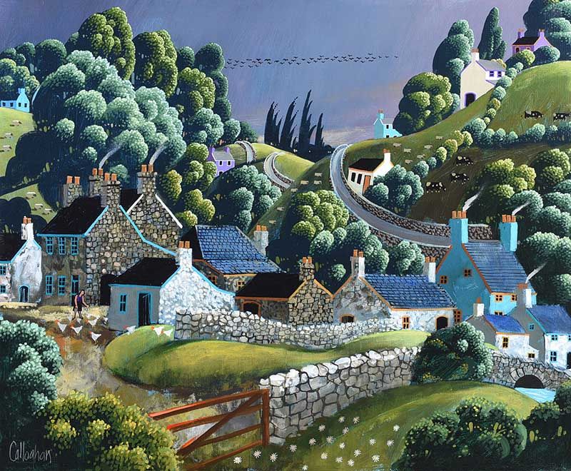 FEEDING CHICKENS by George Callaghan at Ross's Online Art Auctions