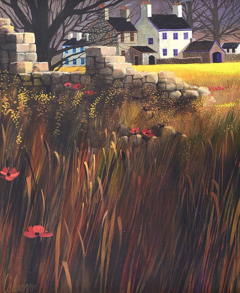 POPPIES BY THE STONE WALL by George Callaghan at Ross's Online Art Auctions