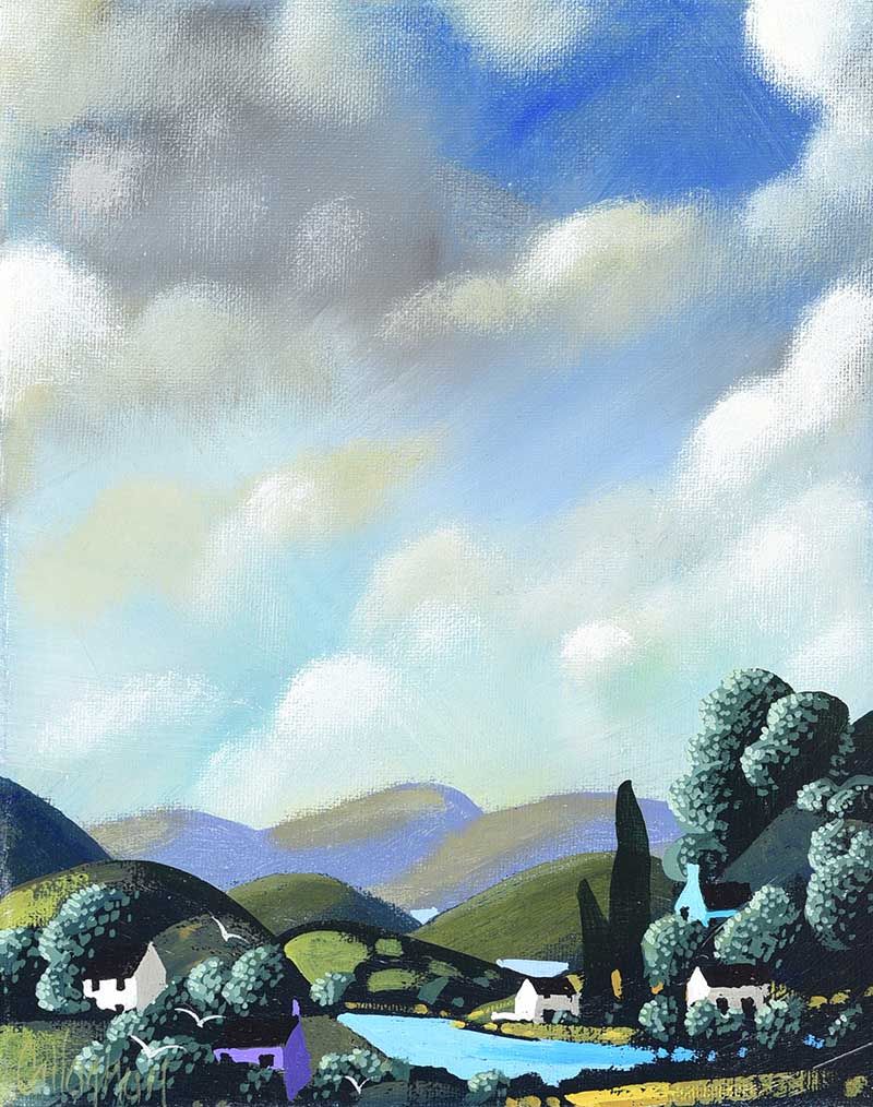 A CLUSTER OF HOUSES BY THE RIVER by George Callaghan at Ross's Online Art Auctions