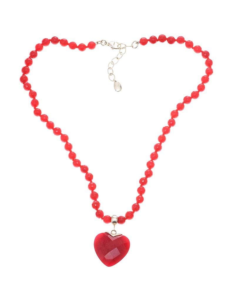 RED STONE HEART NECKLACE BY ARGENTO