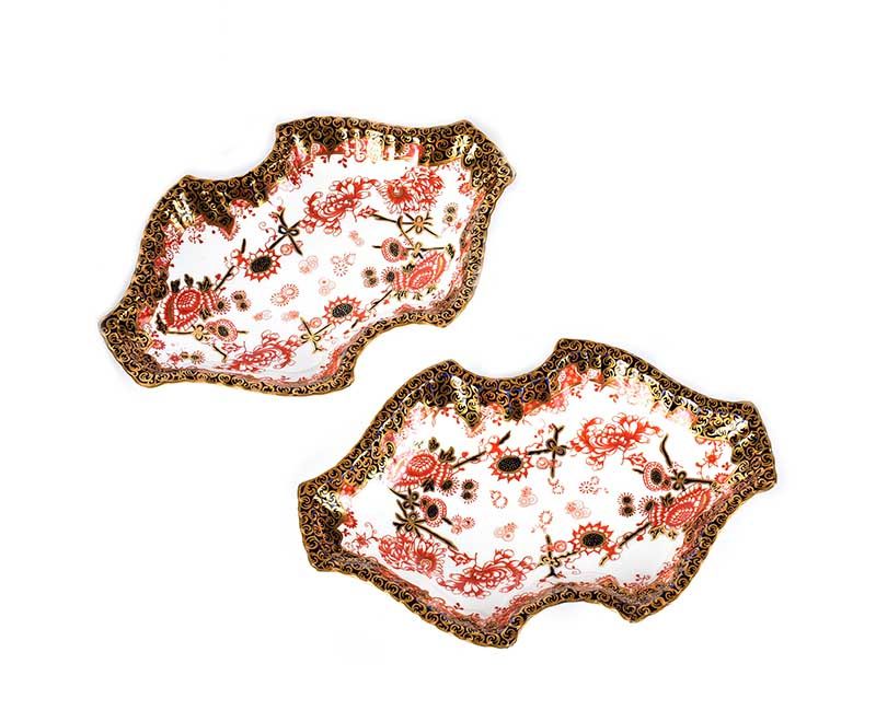 PAIR OF ROYAL CROWN DERBY SHAPED DISHES at Ross's Online Art Auctions