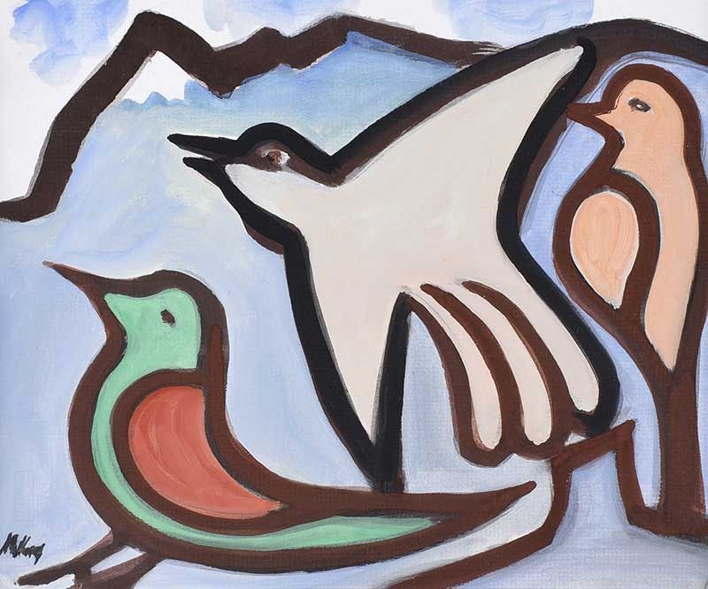 BIRDS & MOUNTAIN by Markey Robinson at Ross's Online Art Auctions
