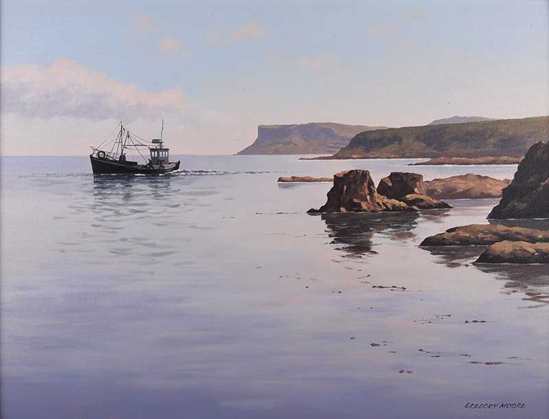 BALLYCASTLE FISHING BOAT by Gregory Moore at Ross's Online Art Auctions