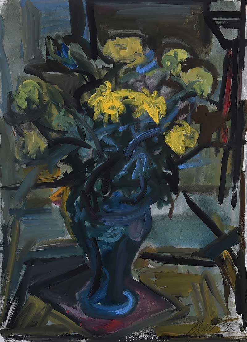 FLOWERS IN A BLUE VASE by Tony Wild at Ross's Online Art Auctions