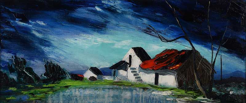 FARM BUILDINGS, WEST OF IRELAND by Kenneth Webb RUA at Ross's Online Art Auctions