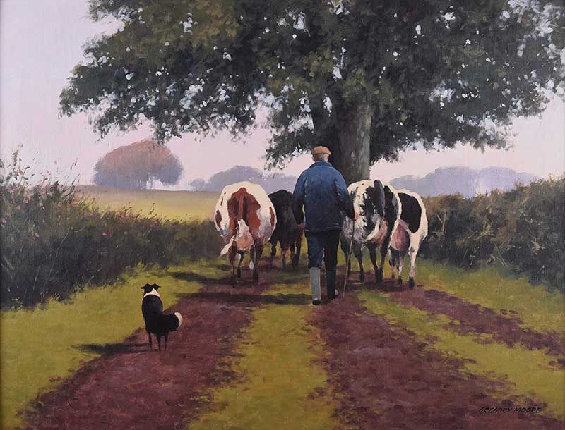 DRIVING CATTLE by Gregory Moore at Ross's Online Art Auctions