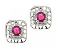18CT WHITE GOLD RUBY AND DIAMOND EARRINGS at Ross's Online Art Auctions