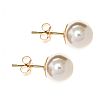 9CT GOLD FAUX PEARL EARRINGS at Ross's Online Art Auctions